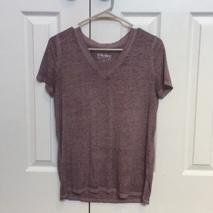 Purple heather t-shirt with v-neck.